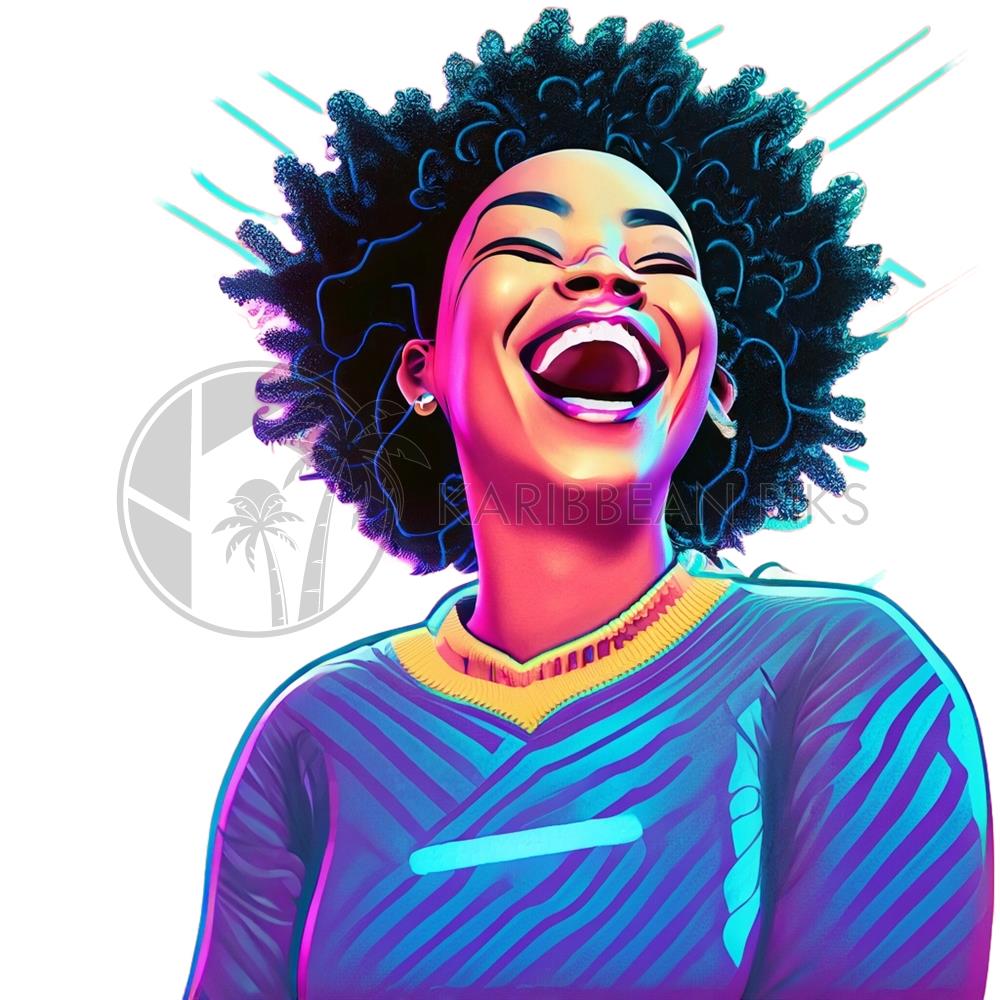 Création graphique IA d'une femme en éclat de rire